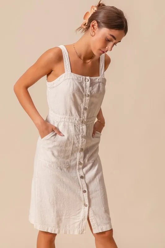 SO ME Button Down Pocket Front Pinafore Dress - Chaelisa's New Jammies