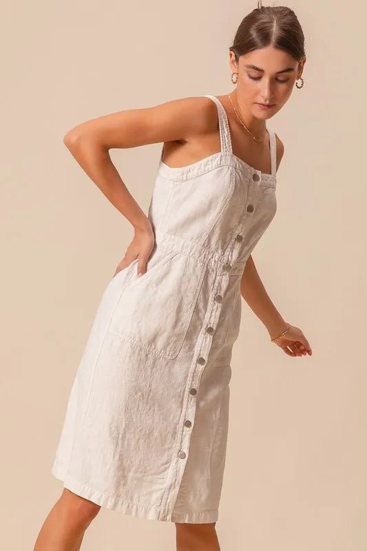 SO ME Button Down Pocket Front Pinafore Dress - Chaelisa's New Jammies