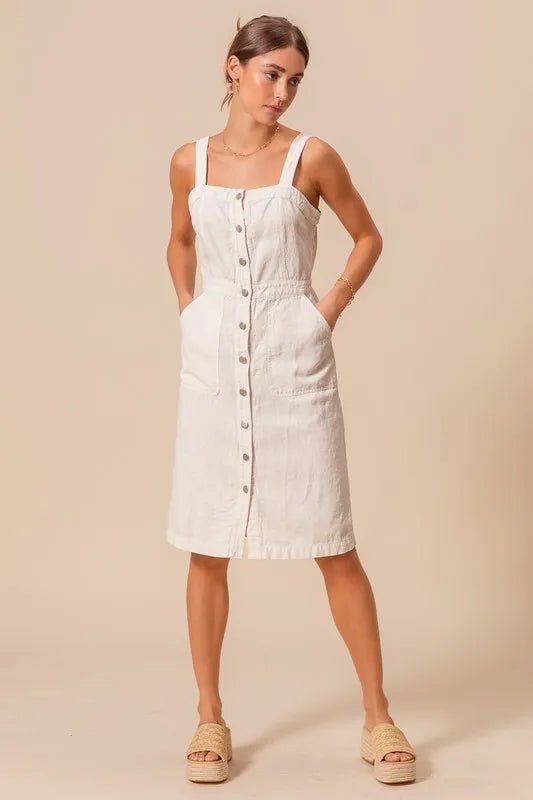 SO ME Button Down Pocket Front Pinafore Dress - Chaelisa's New Jammies