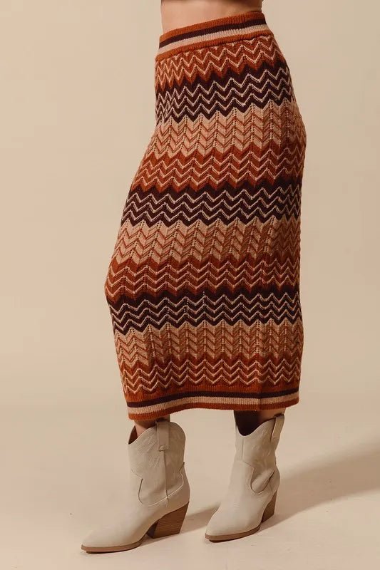 SO ME Multi Color Chevron Knit Skirt - Chaelisa's New Jammies