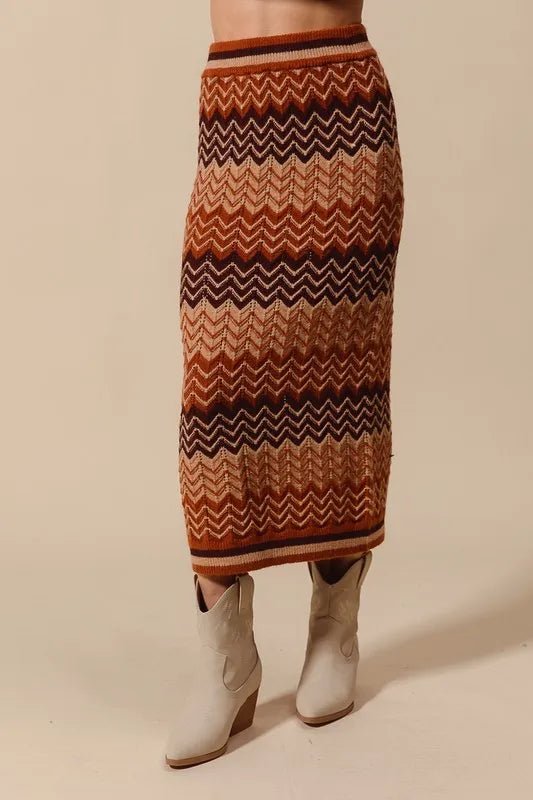 SO ME Multi Color Chevron Knit Skirt - Chaelisa's New Jammies