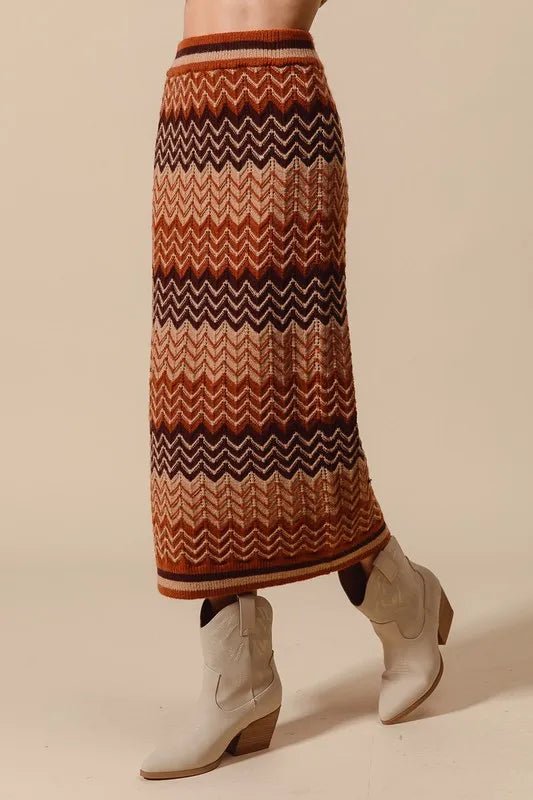 SO ME Multi Color Chevron Knit Skirt - Chaelisa's New Jammies