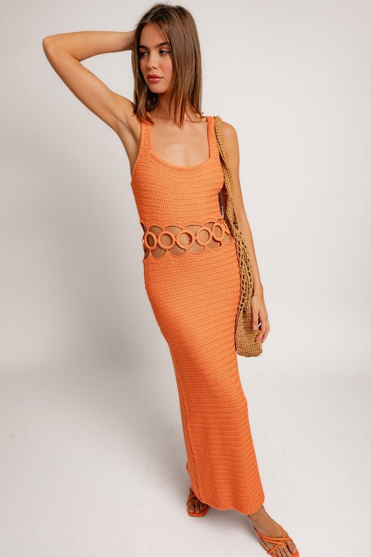 Square Neck Sleeveless Crochet Midi Dress - Chaelisa's New Jammies