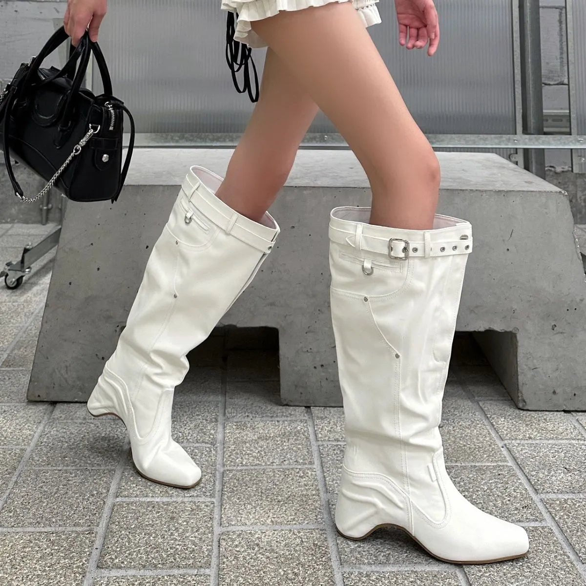 Square Toe Block Heels Boots - Chaelisa's New Jammies
