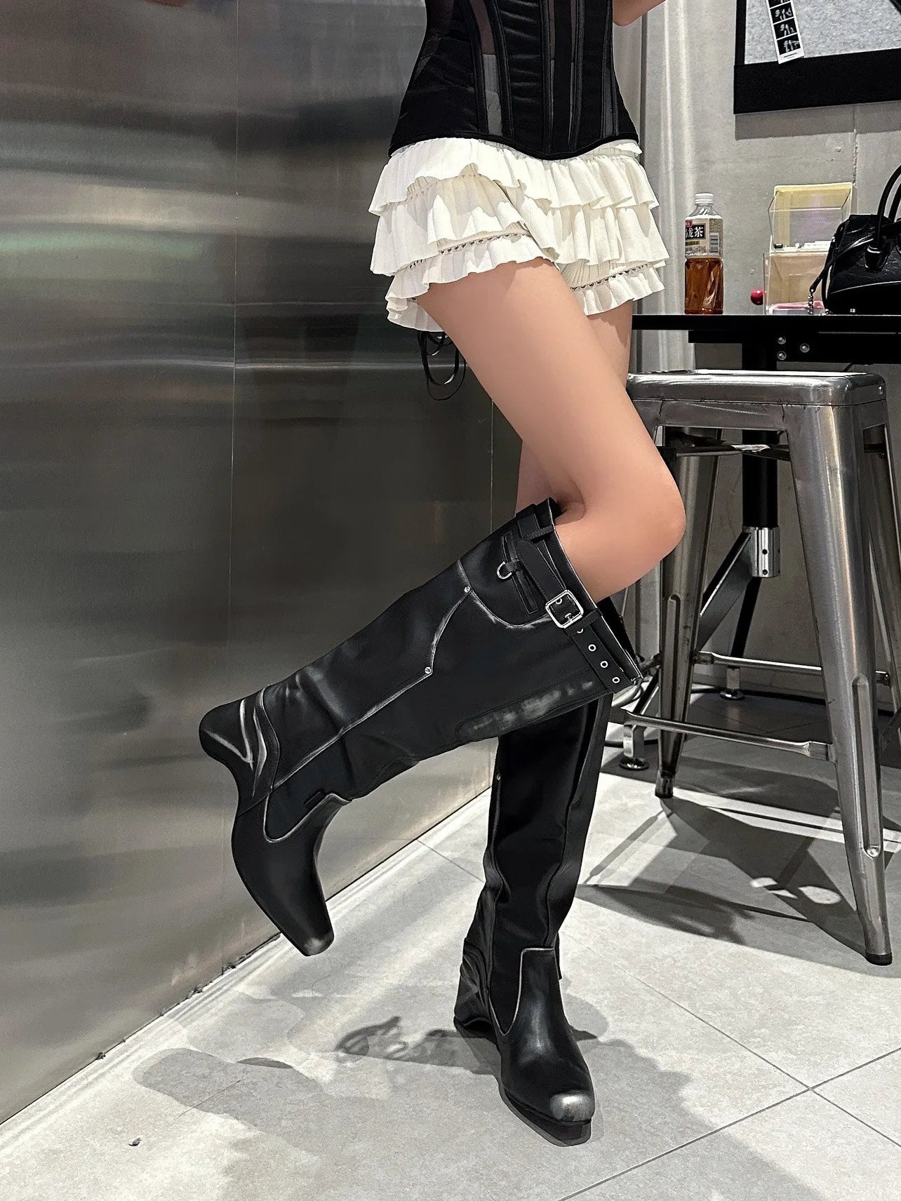 Square Toe Block Heels Boots - Chaelisa's New Jammies
