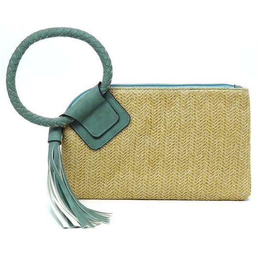 Straw Cuff Handle Tassel Wristlet Clutch - Chaelisa's New Jammies