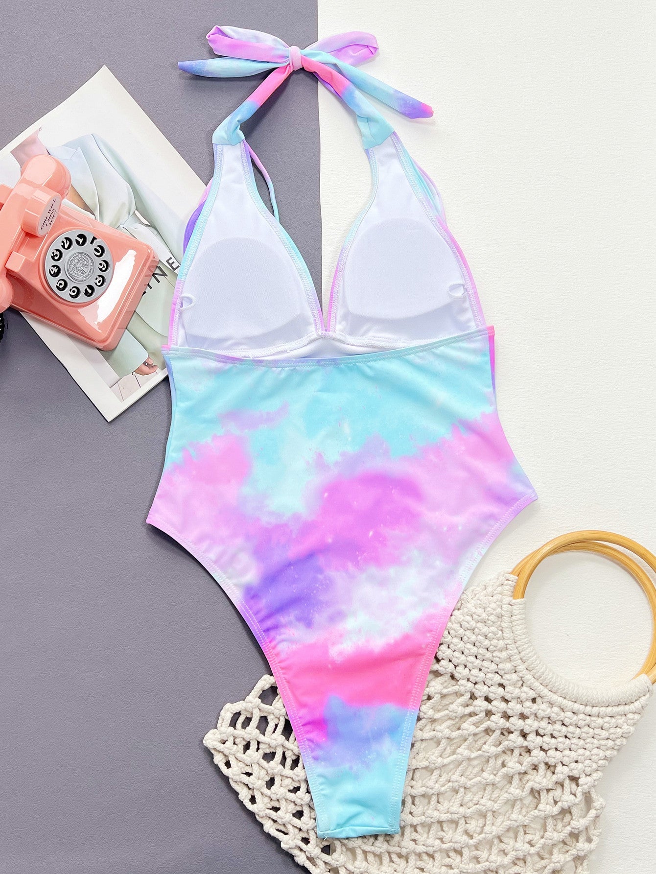 Tie - Dye Halter Neck One - Piece Swimsuit - Chaelisa's New Jammies