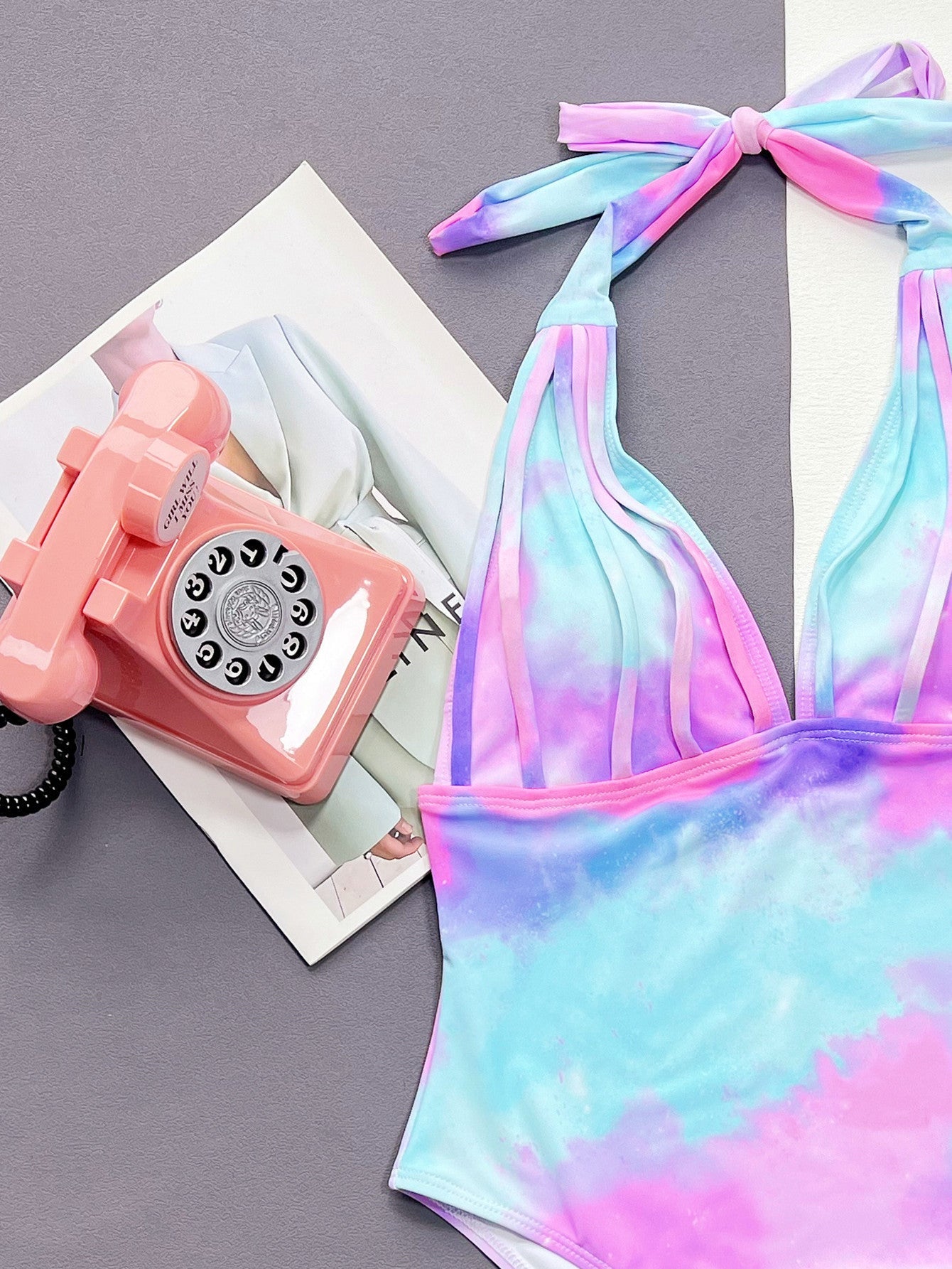 Tie - Dye Halter Neck One - Piece Swimsuit - Chaelisa's New Jammies