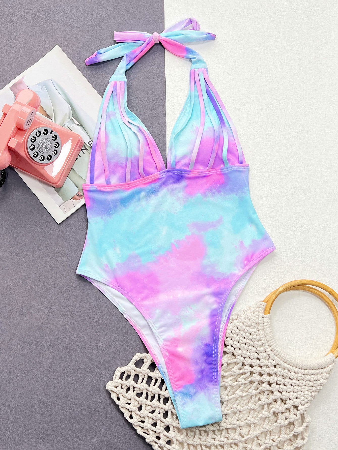 Tie - Dye Halter Neck One - Piece Swimsuit - Chaelisa's New Jammies