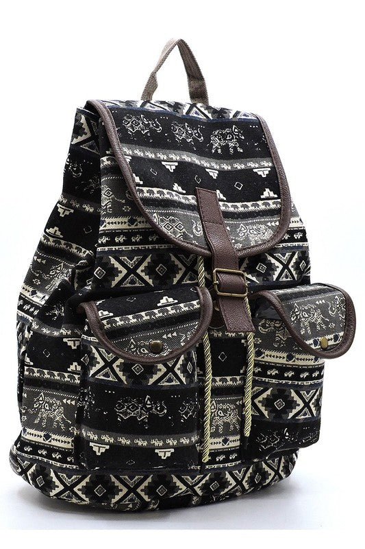 Tribal Printed Canvas Backpack - Chaelisa's New Jammies