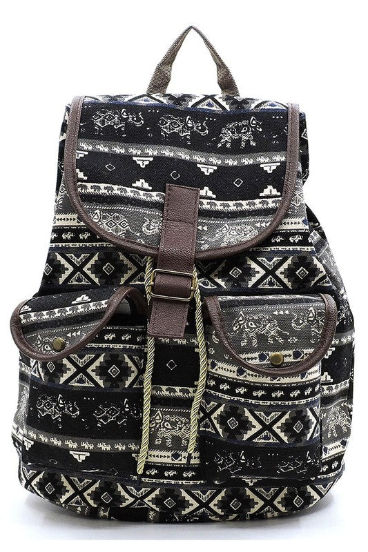 Tribal Printed Canvas Backpack - Chaelisa's New Jammies