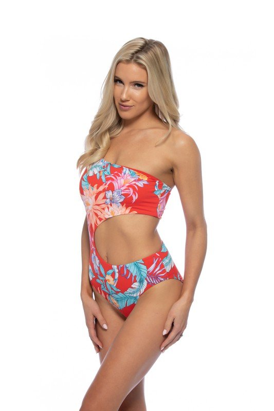TROPICAL RING ACCENT ONE SHOULDER ONE PIECE SWIM - Chaelisa's New Jammies