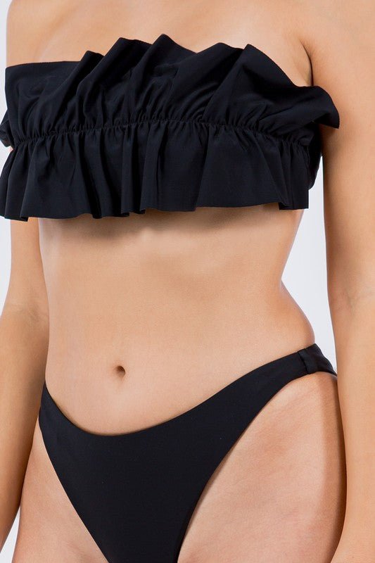 TWO PIECE TUBE TOP WITH RUCHED RUFFLE BIKINI - Chaelisa's New Jammies