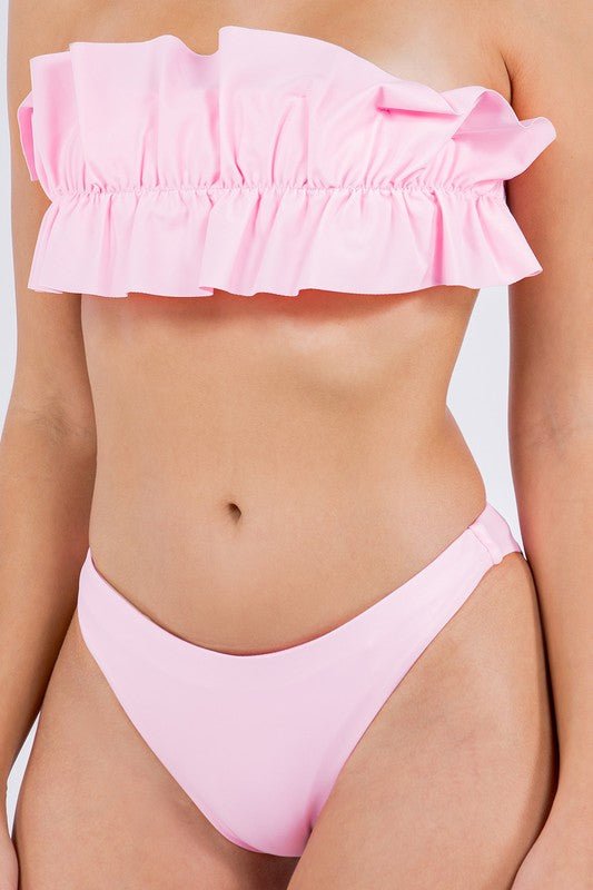 TWO PIECE TUBE TOP WITH RUCHED RUFFLE BIKINI - Chaelisa's New Jammies