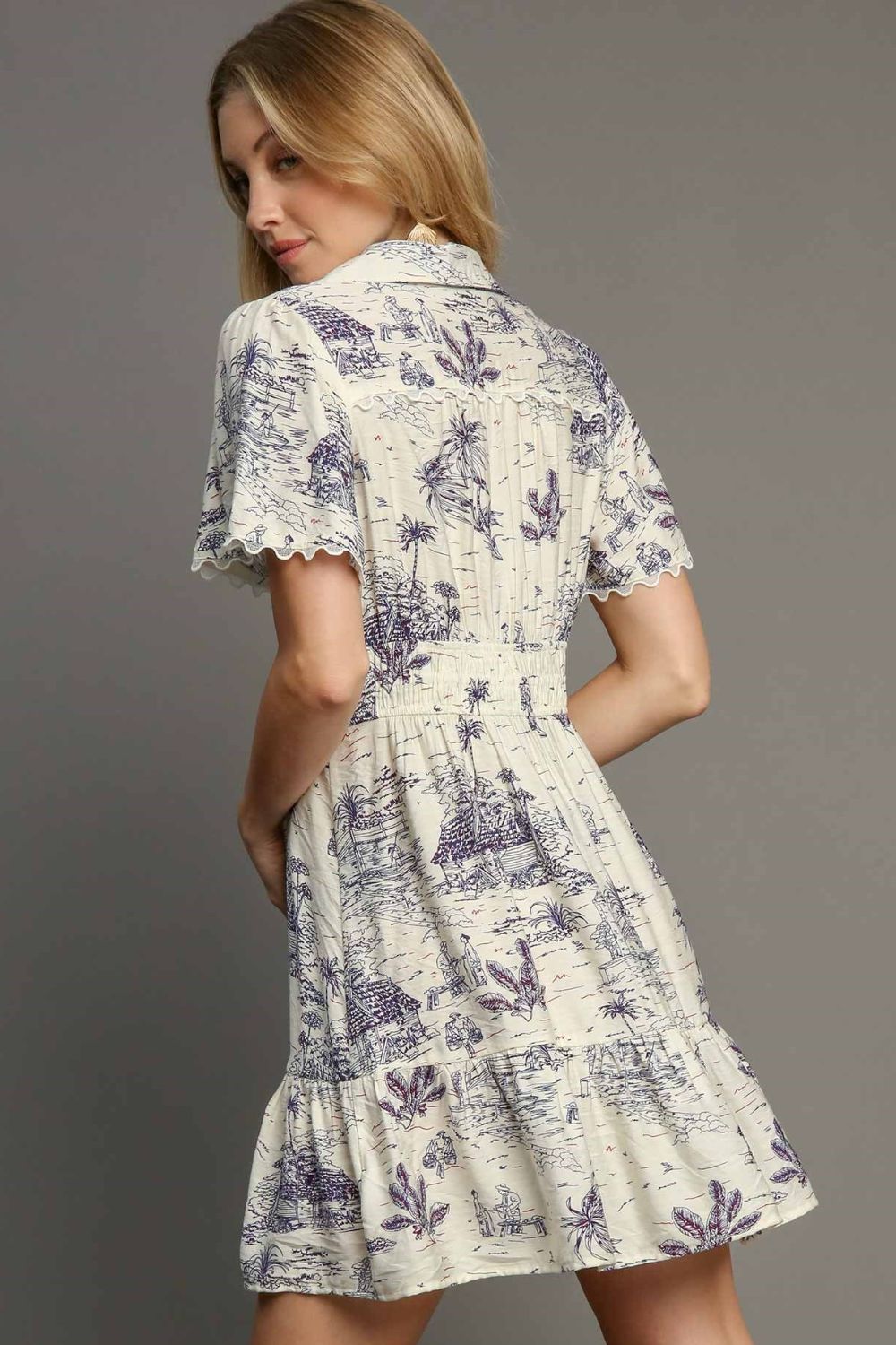 Umgee Full Size Landscape Print Collared Mini Dress Plus Size - Chaelisa's New Jammies