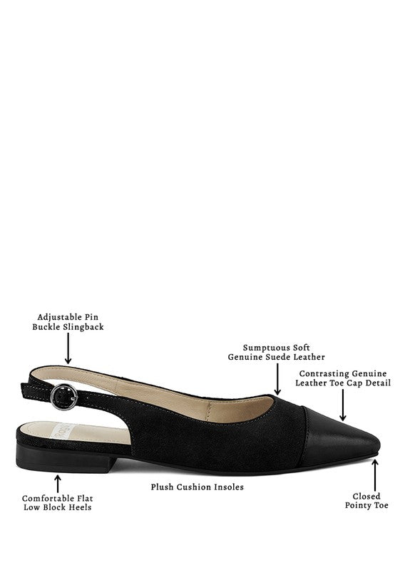 Uwaha Genuine Leather & Real Suede Slingback Flats - Chaelisa's New Jammies