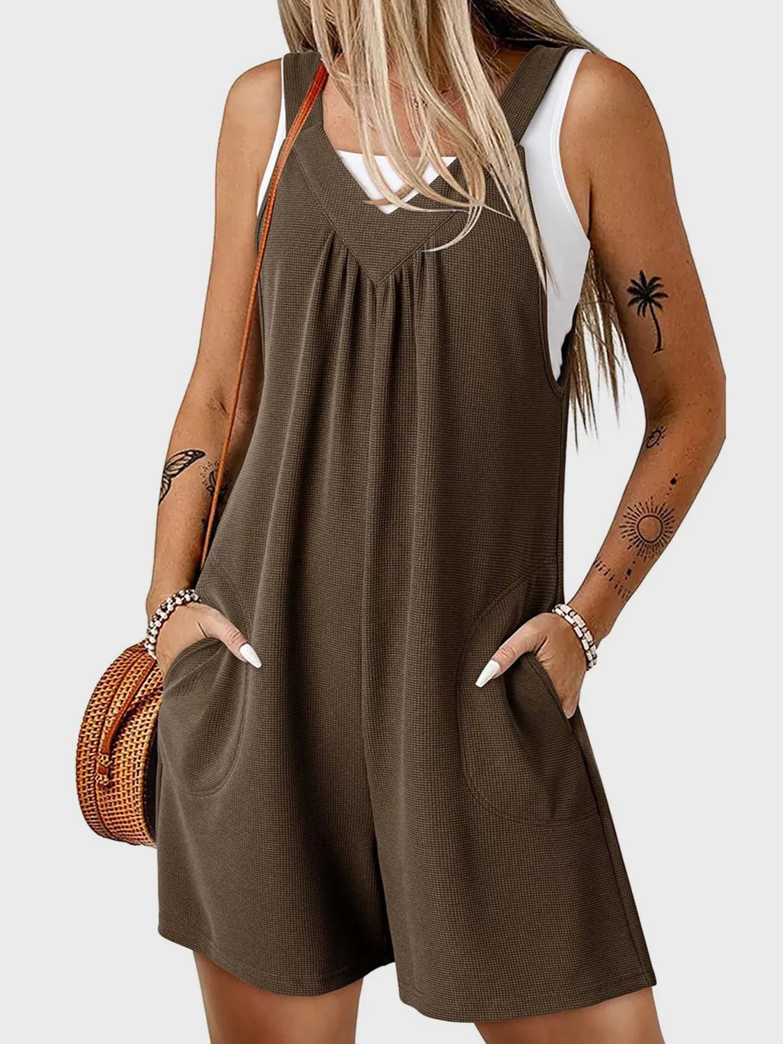 V - Neck Wide Strap Romper - Chaelisa's New Jammies