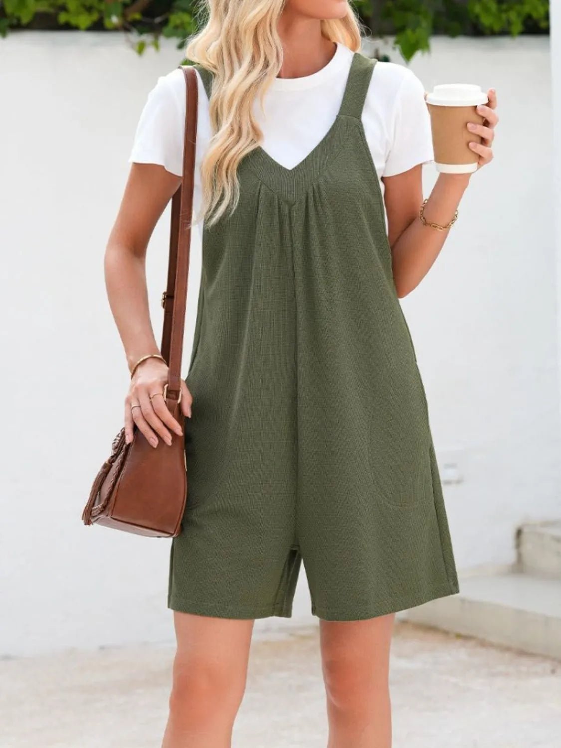 V - Neck Wide Strap Romper - Chaelisa's New Jammies
