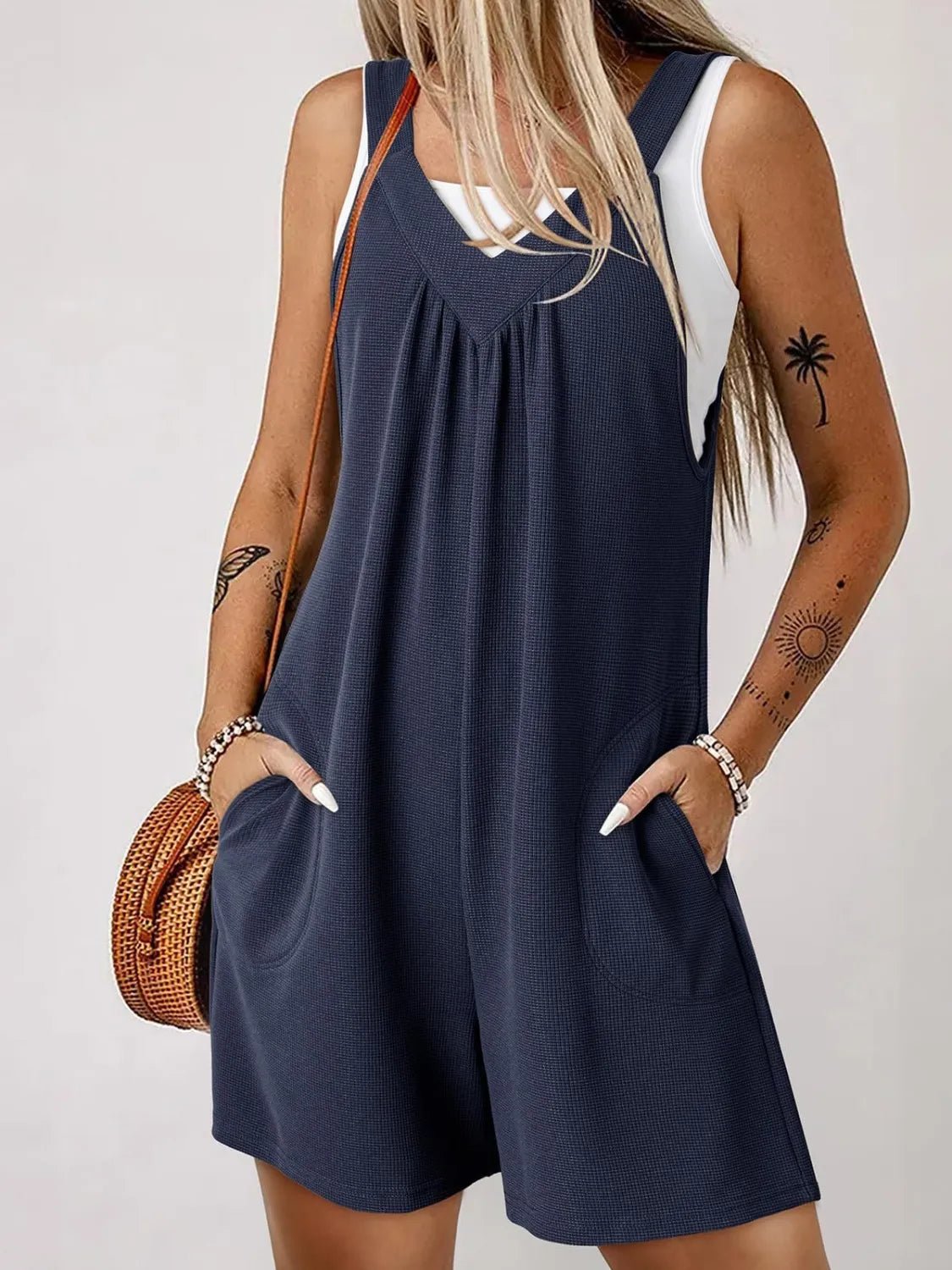 V - Neck Wide Strap Romper - Chaelisa's New Jammies