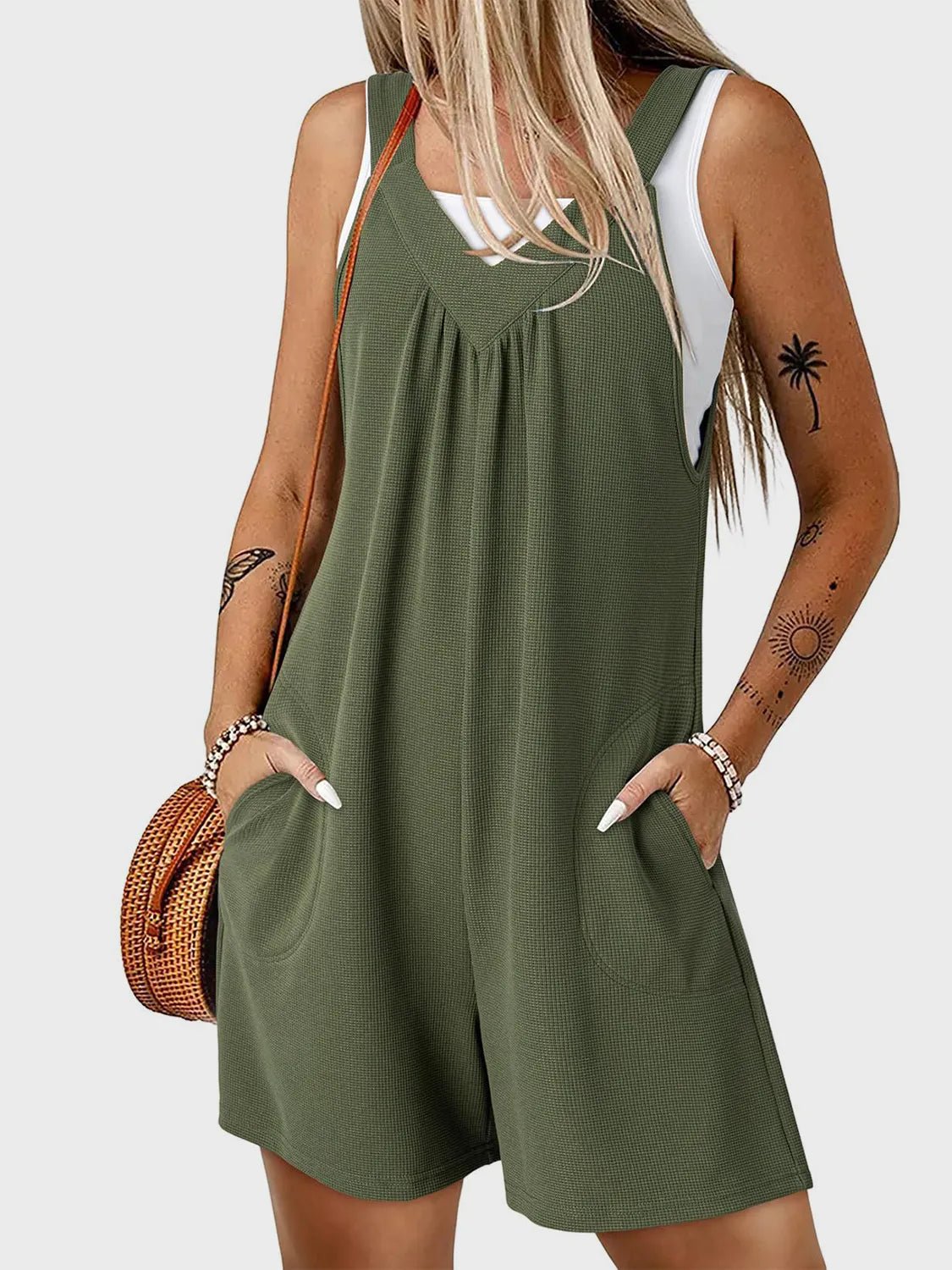 V - Neck Wide Strap Romper - Chaelisa's New Jammies