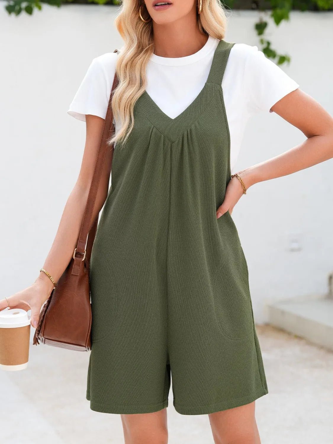 V - Neck Wide Strap Romper - Chaelisa's New Jammies