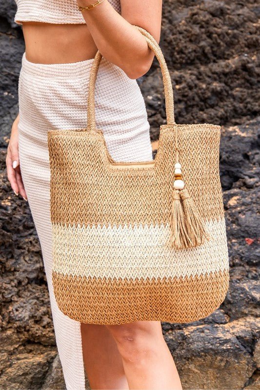 Valeria Two - Tone Straw Tote - Chaelisa's New Jammies