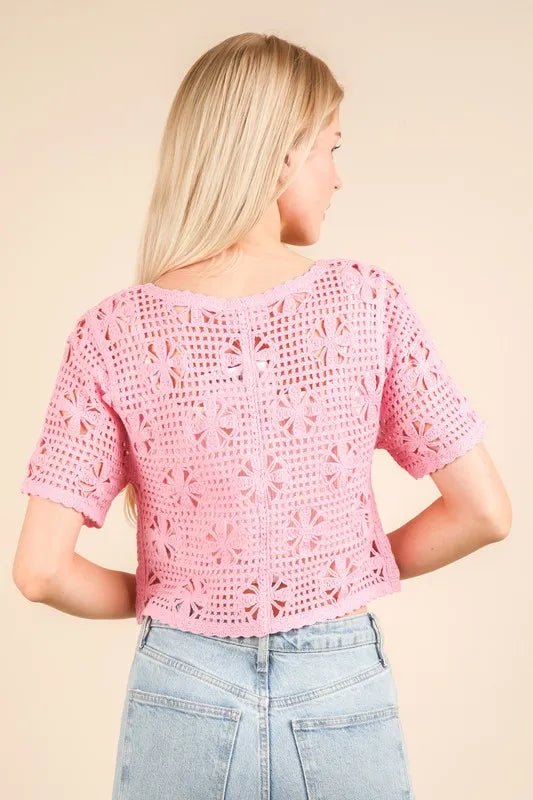 VERY J Front Tie Crochet Crop Top - Chaelisa's New Jammies