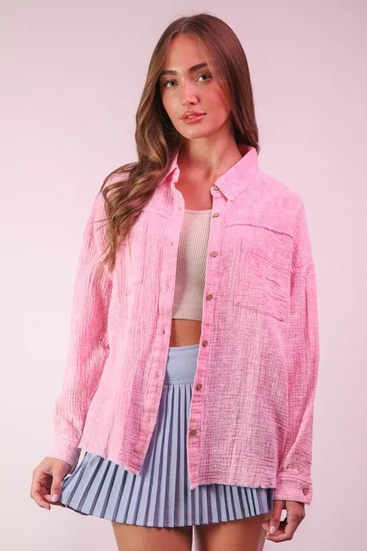 VERY J Mineral Washed Gauze Shirt Top - Chaelisa's New Jammies