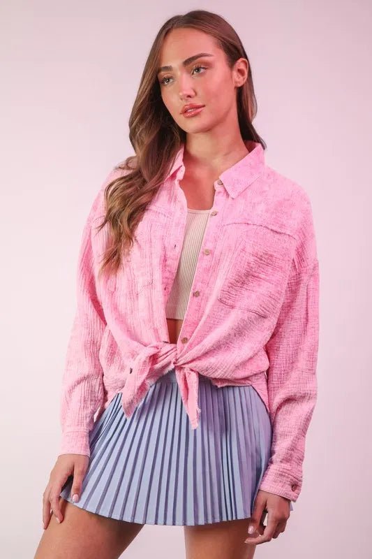 VERY J Mineral Washed Gauze Shirt Top - Chaelisa's New Jammies
