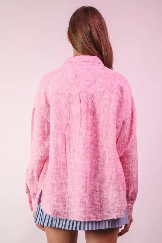 VERY J Mineral Washed Gauze Shirt Top - Chaelisa's New Jammies