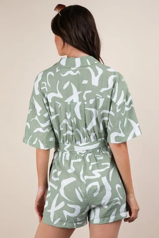 VERY J Oversized Printed Button Down Resort Romper - Chaelisa's New Jammies