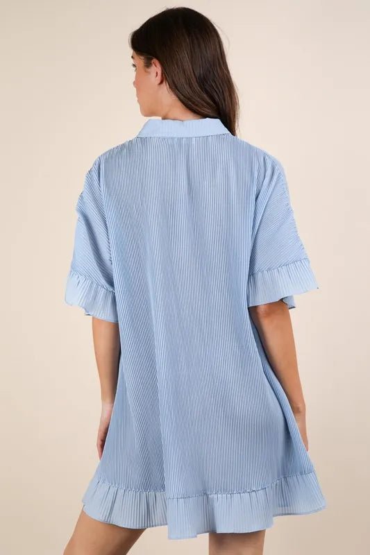 VERY J Pleated Detail Button Down Mini Dress - Chaelisa's New Jammies