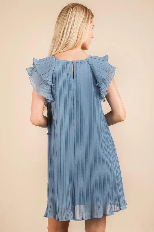 VERY J Plus Size Ruffle Sleeve Pleated Woven Mini Dress - Chaelisa's New Jammies