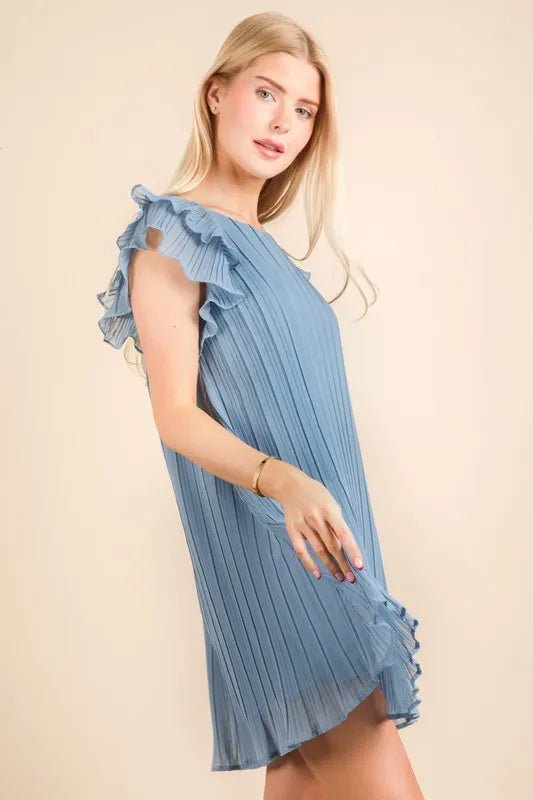 VERY J Plus Size Ruffle Sleeve Pleated Woven Mini Dress - Chaelisa's New Jammies