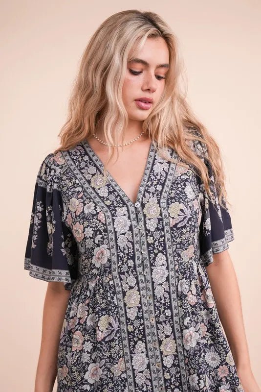 VERY J Shirring Detail Printed Woven Mini Dress - Chaelisa's New Jammies