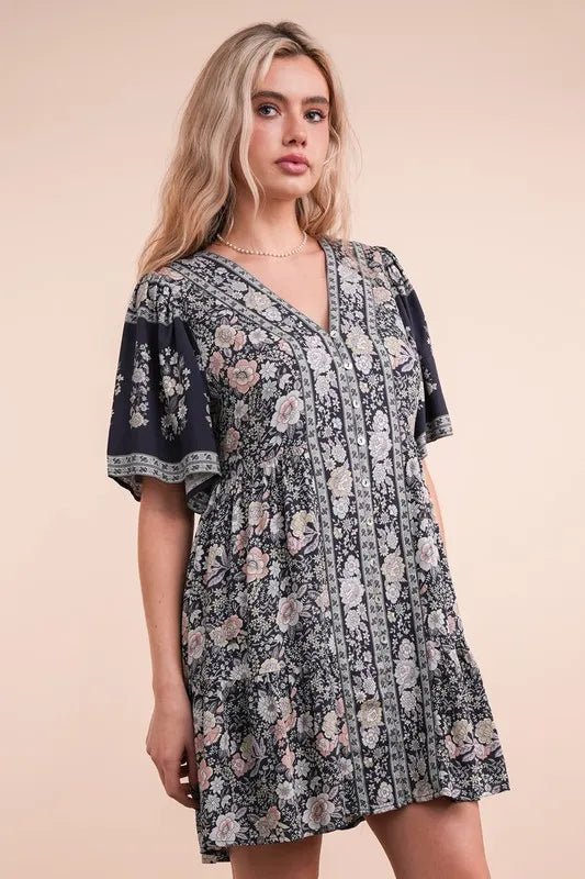 VERY J Shirring Detail Printed Woven Mini Dress - Chaelisa's New Jammies
