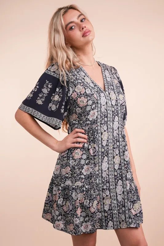 VERY J Shirring Detail Printed Woven Mini Dress - Chaelisa's New Jammies