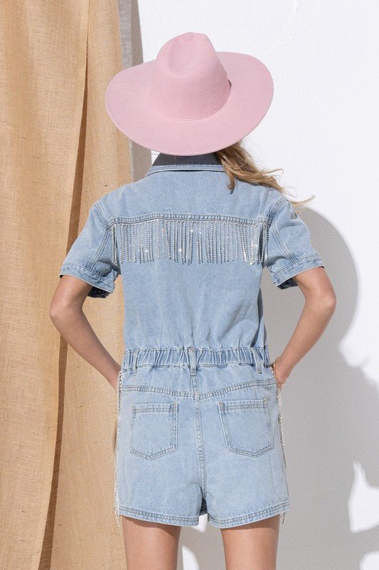 Washed Denim Overall Romper - Chaelisa's New Jammies