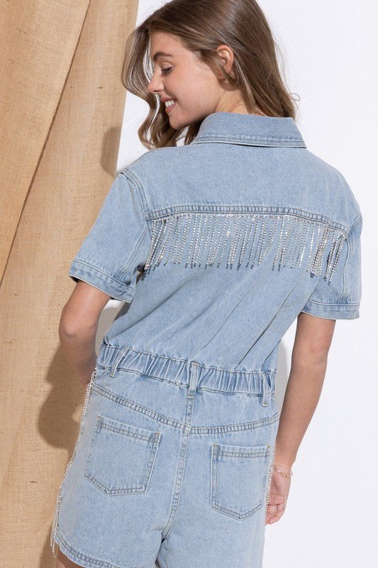 Washed Denim Overall Romper - Chaelisa's New Jammies