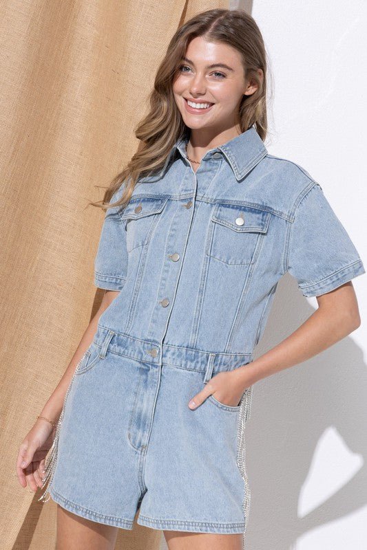 Washed Denim Overall Romper - Chaelisa's New Jammies