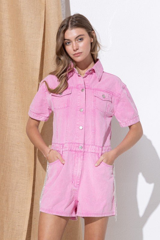 Washed Denim Overall Romper - Chaelisa's New Jammies