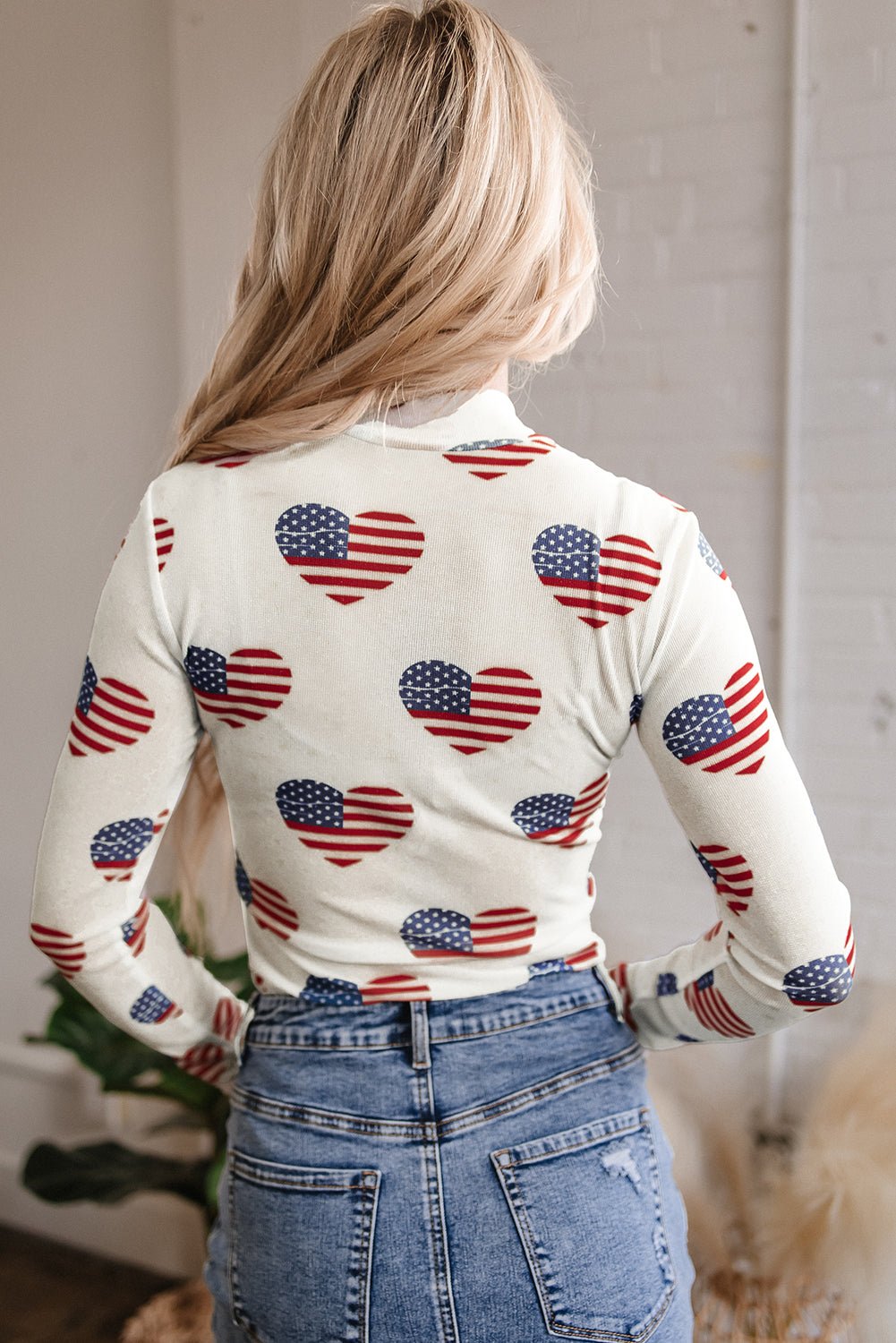 White Americana Glitter Mesh Long Sleeve Bodysuit - Chaelisa's New Jammies