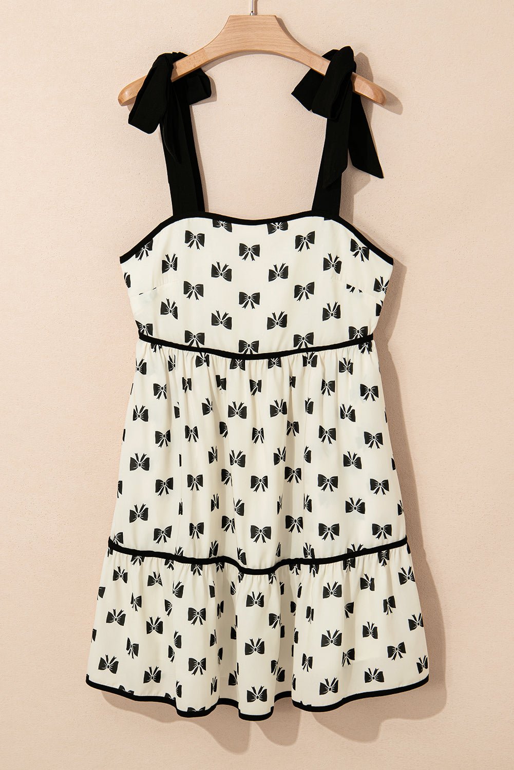 White Bow Knot Color Contrast Trim Knotted Shoulder Mini Dress - Chaelisa's New Jammies