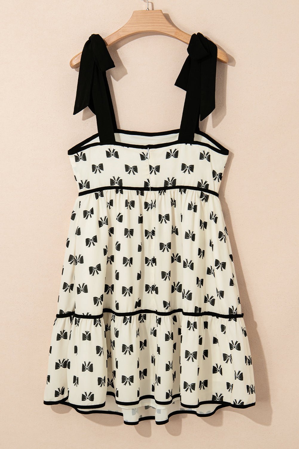 White Bow Knot Color Contrast Trim Knotted Shoulder Mini Dress - Chaelisa's New Jammies