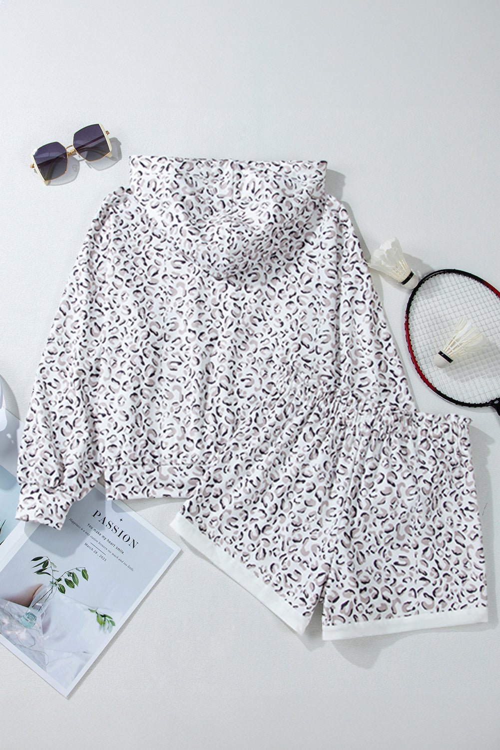 White Classic Leopard Hoodie and Shorts Set - Chaelisa's New Jammies