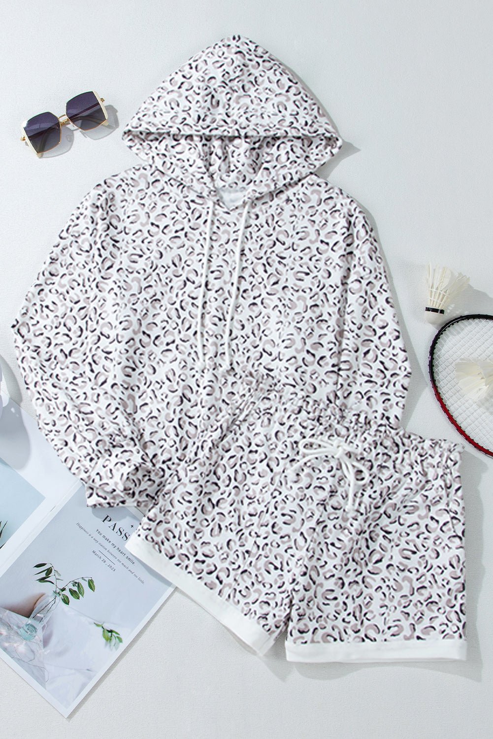 White Classic Leopard Hoodie and Shorts Set - Chaelisa's New Jammies