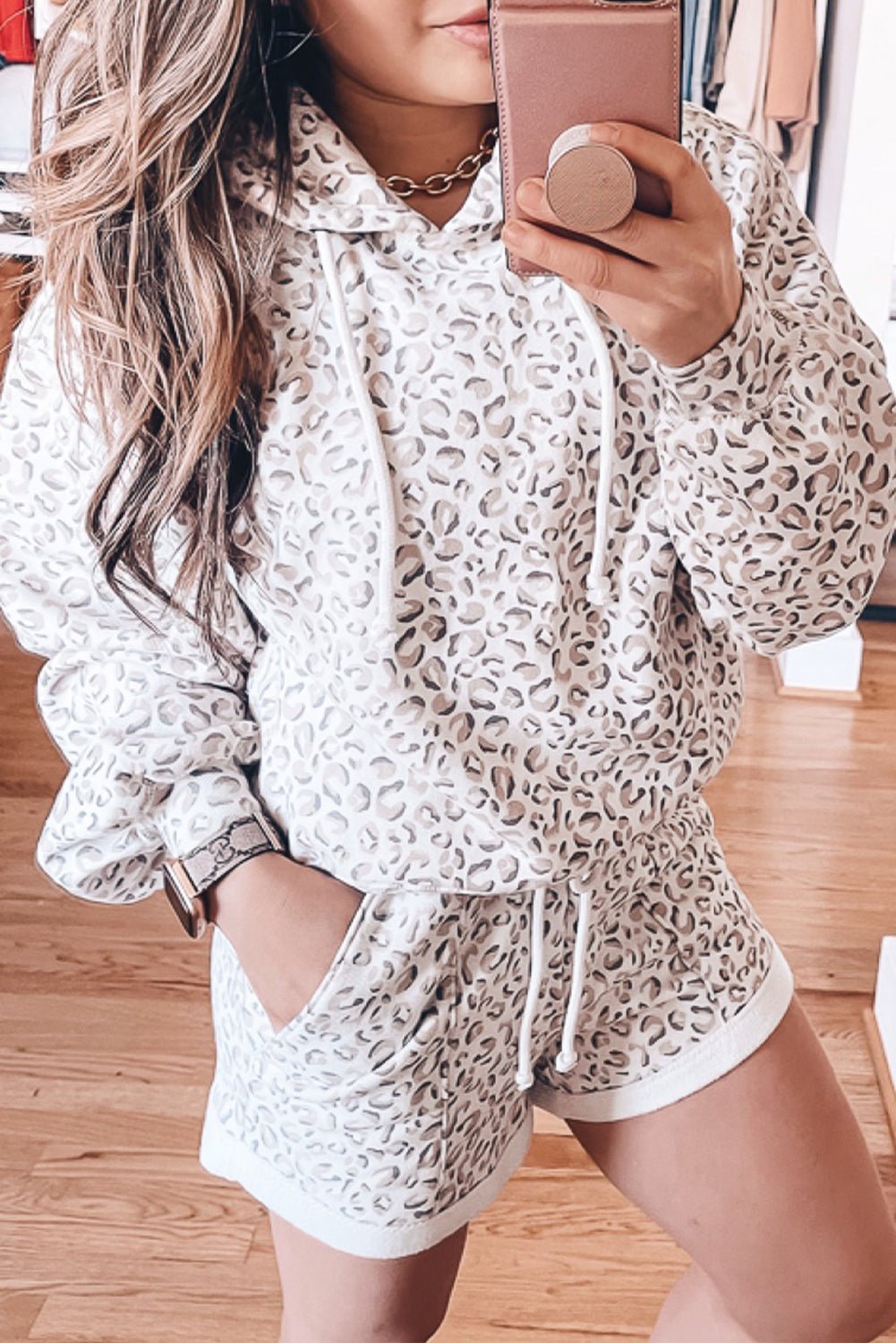 White Classic Leopard Hoodie and Shorts Set - Chaelisa's New Jammies