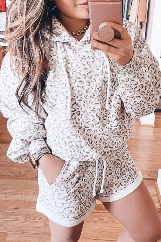 White Classic Leopard Hoodie and Shorts Set - Chaelisa's New Jammies