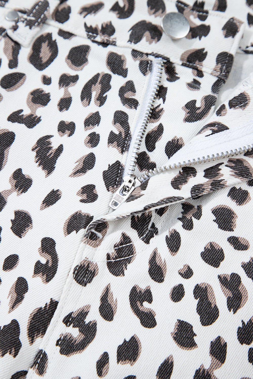 White Leopard Frayed Hem Denim Shorts - Chaelisa's New Jammies