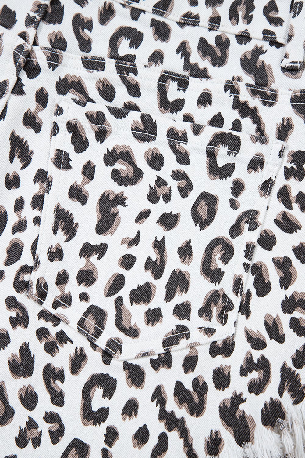 White Leopard Frayed Hem Denim Shorts - Chaelisa's New Jammies